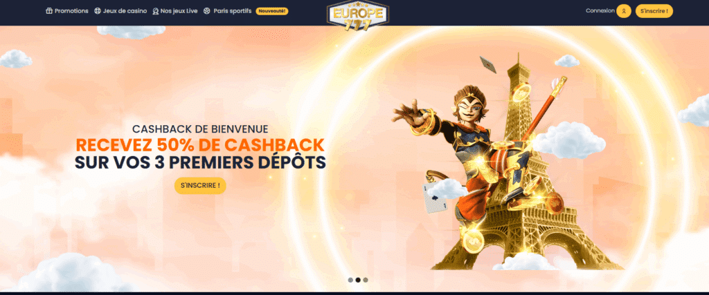 europe777 cashback bienvenue