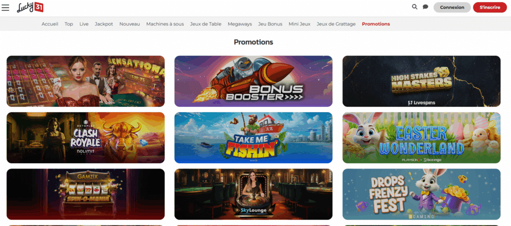 promotions sur Lucky31 casino