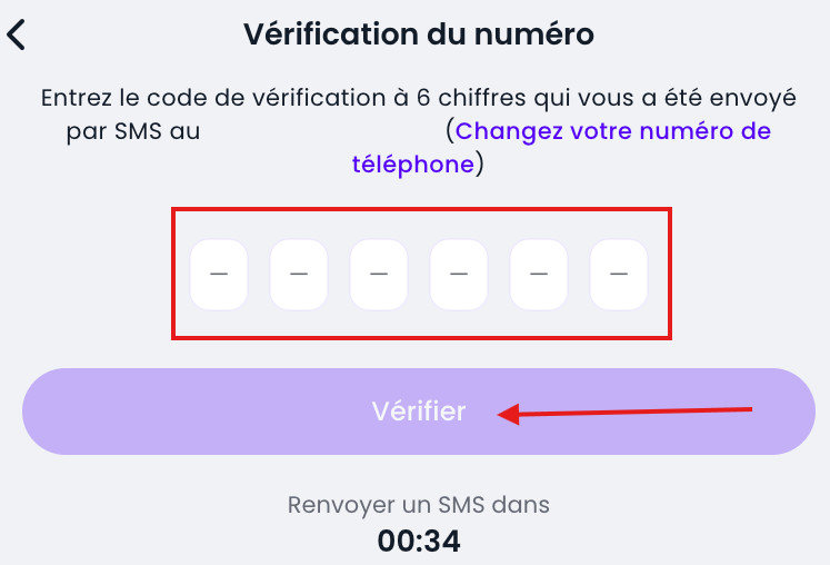  code de validation à 6 chiffres